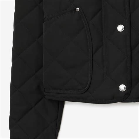 Cropped Quilted Thermoregulated Barn Jacket in Black